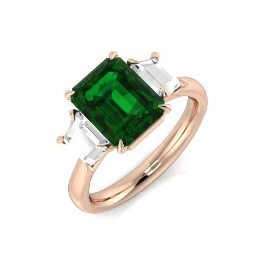 Trilogie-Ring aus Smaragd und Diamanten, 3,70 ct, VS/E-F