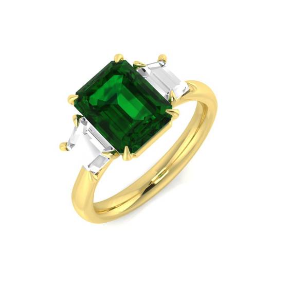 Trilogie-Ring aus Smaragd und Diamanten, 3,70 ct, VS/E-F