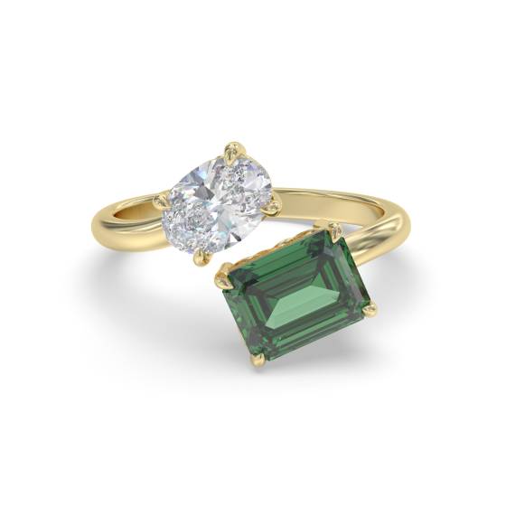 1,45 ct VS/E-F Designer-Set Smaragd- und Diamantring