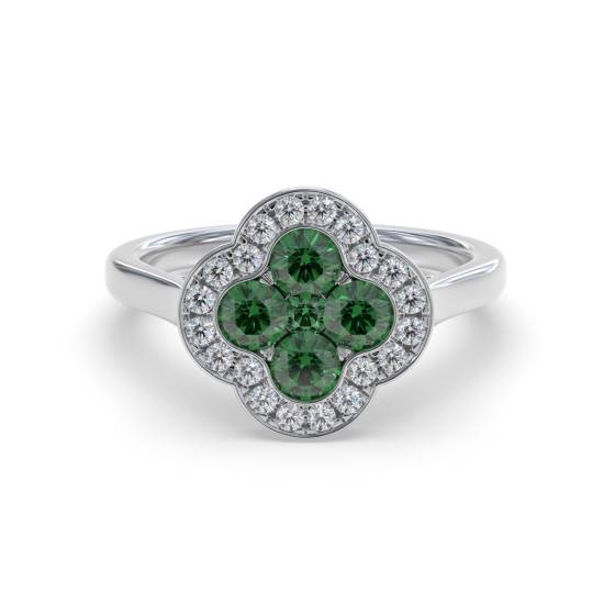 0,50 ct VS/E-F Smaragd- und Diamant-Designerring