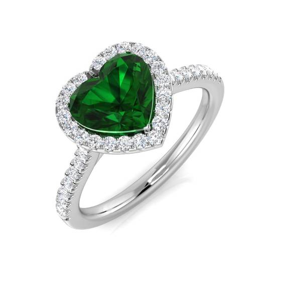 1,45 ct VS/E-F Halo-Schulterfassung Smaragd- und Diamantring