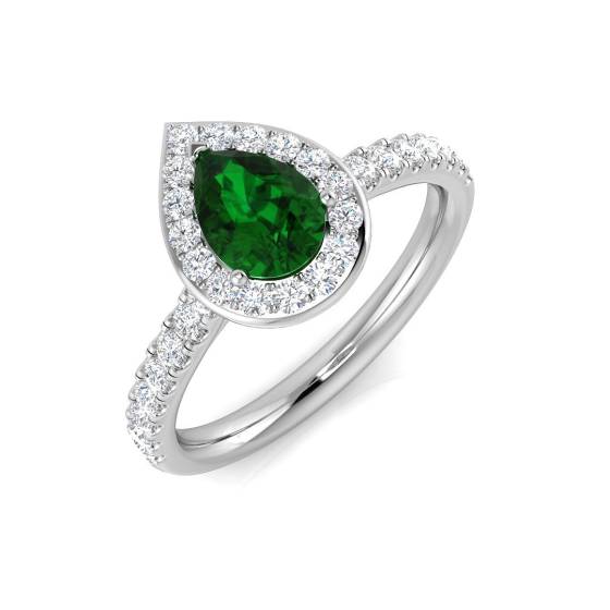 0,90 ct VS/E-F Halo-Schulterfassung Smaragd- und Diamantring
