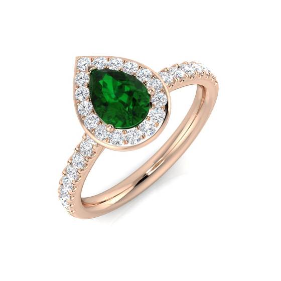 0,90 ct VS/E-F Halo-Schulterfassung Smaragd- und Diamantring