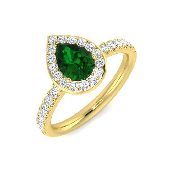 0,90 ct VS/E-F Halo-Schulterfassung Smaragd- und Diamantring