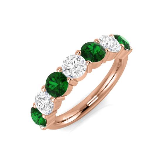 Halb-Ewigkeitsring mit Smaragd und Diamanten (2,00 ct, VS/E-F)