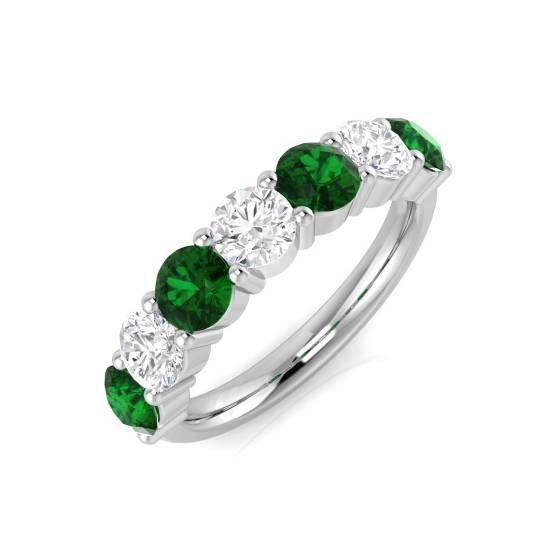 Halb-Ewigkeitsring mit Smaragd und Diamanten (2,00 ct, VS/E-F)