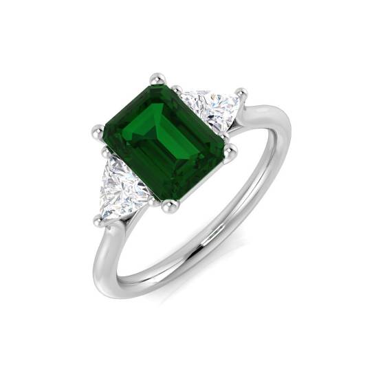 Trilogie-Ring aus Smaragd und Diamanten (2,00 ct, VS/E-F)