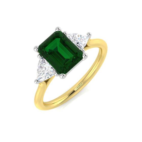 Trilogie-Ring aus Smaragd und Diamanten (2,00 ct, VS/E-F)