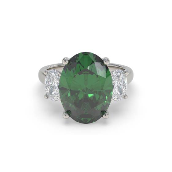 Trilogie-Ring aus Smaragd und Diamanten (6,70 ct, VS/E-F)