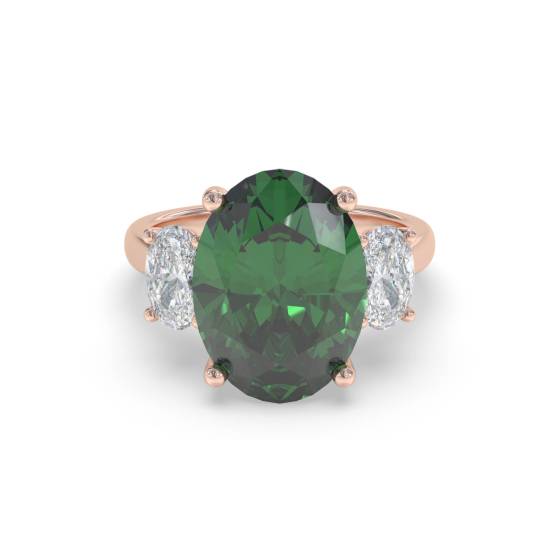 Trilogie-Ring aus Smaragd und Diamanten (6,70 ct, VS/E-F)