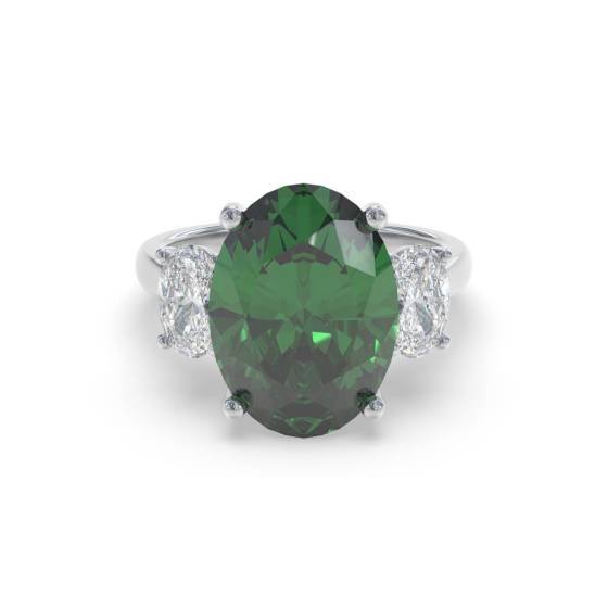 Trilogie-Ring aus Smaragd und Diamanten (6,70 ct, VS/E-F)