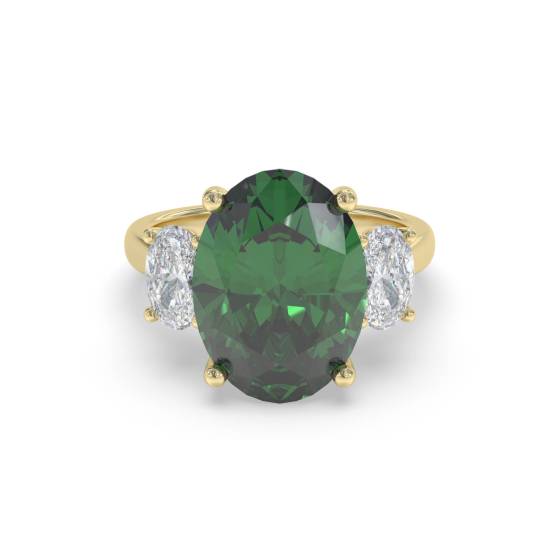 Trilogie-Ring aus Smaragd und Diamanten (6,70 ct, VS/E-F)