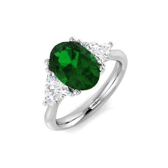 Trilogie-Ring aus Smaragd und Diamanten (2,80 ct, VS/E-F)