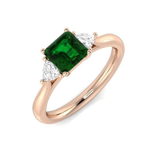 Trilogie-Ring aus Smaragd und Diamanten, 1,25 ct VS/E-F