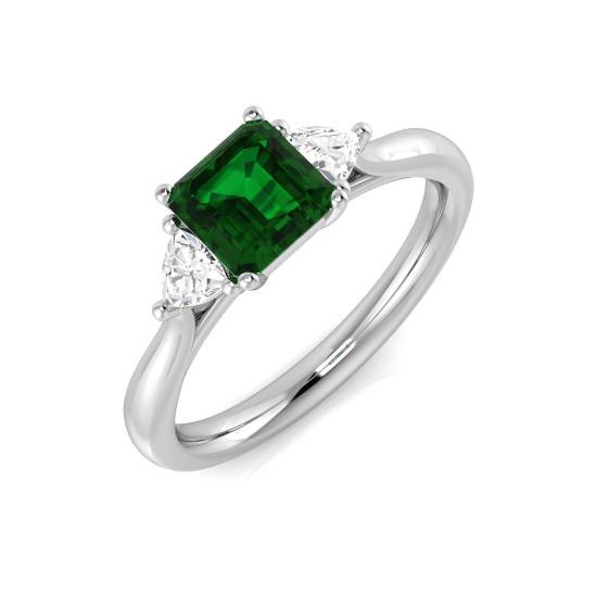 Trilogie-Ring aus Smaragd und Diamanten, 1,25 ct VS/E-F