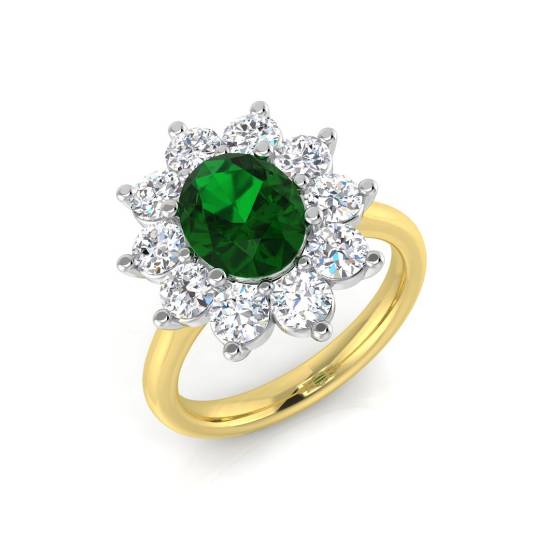3,50 ct VS/E-F Halo-Schulterfassung Smaragd- und Diamantring