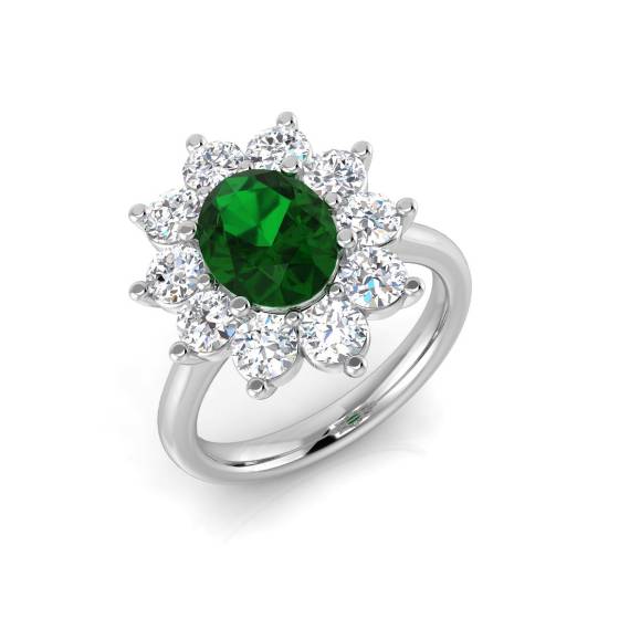 3,50 ct VS/E-F Halo-Schulterfassung Smaragd- und Diamantring