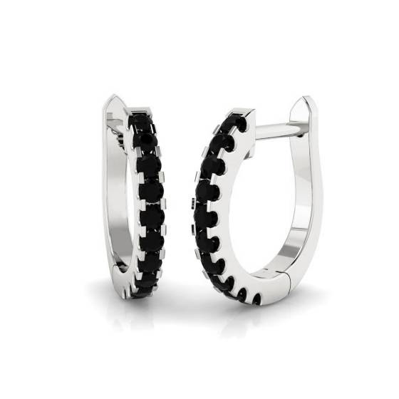Runde schwarze Diamant-Creolen