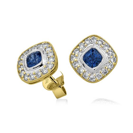 Ohrringe mit blauem Saphir und Diamanten