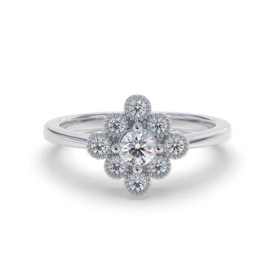 Eleganter runder Diamantclusterring mit 0,40 ct VS/F-G