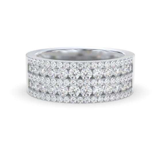 Eleganter, mehrreihiger Ring mit rundem Diamanten (1,10 ct)