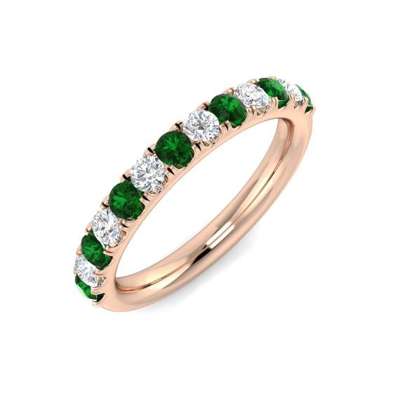 Halb-Ewigkeitsring mit Smaragd und Diamanten (0,60 ct, VS/E-F)