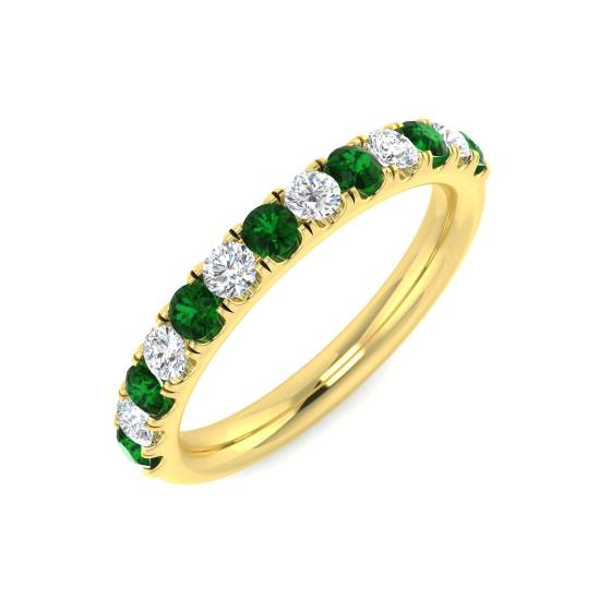 Halb-Ewigkeitsring mit Smaragd und Diamanten (0,60 ct, VS/E-F)