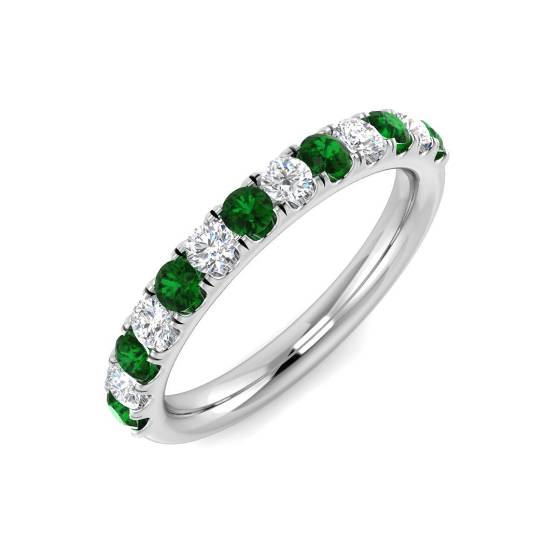 Halb-Ewigkeitsring mit Smaragd und Diamanten (0,60 ct, VS/E-F)