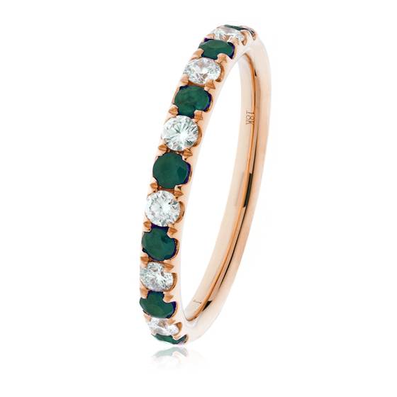 0,40 ct grüner Smaragd- und Diamant-Ewigkeitsring