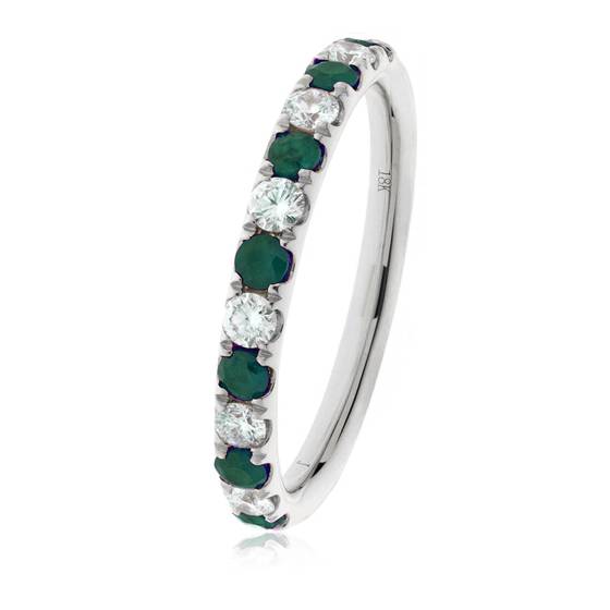 0,40 ct grüner Smaragd- und Diamant-Ewigkeitsring
