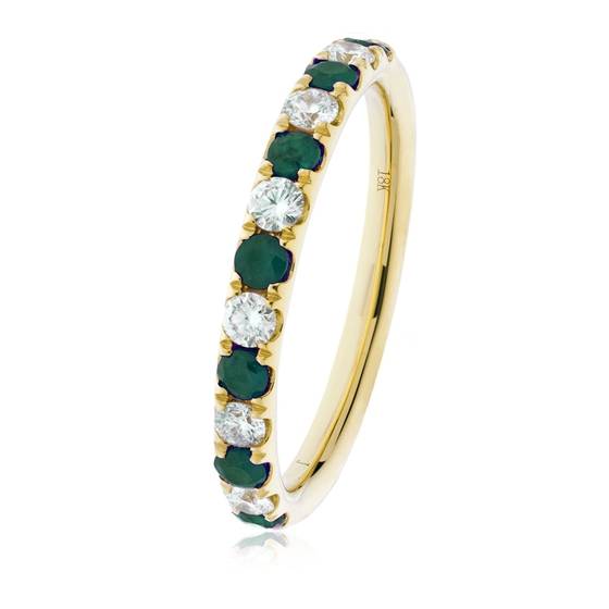 0,40 ct grüner Smaragd- und Diamant-Ewigkeitsring