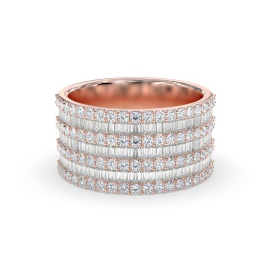 Eleganter, mehrreihiger Ring mit runden Diamanten (2,20 ct).