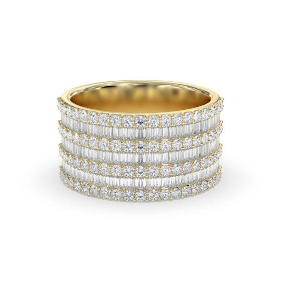 Eleganter, mehrreihiger Ring mit runden Diamanten (2,20 ct).