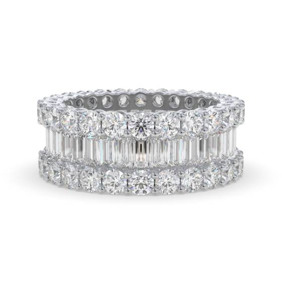 4,00 ct VS/F-G Rund- und Baguette-Naturdiamant-Mehrreihen-Ring