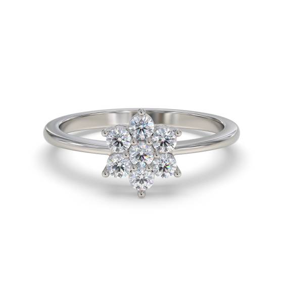 Moderner Blumen-Runddiamantring mit 0,25 ct