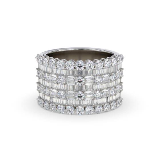 3,00 ct runder und Baguette-Diamant-Mehrreihen-Ring