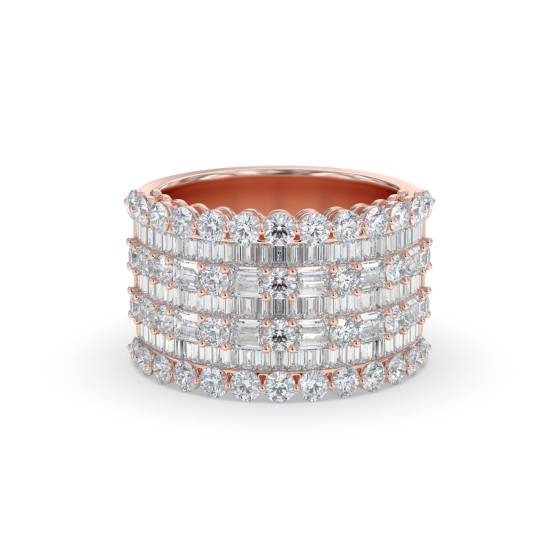 3,00 ct runder und Baguette-Diamant-Mehrreihen-Ring