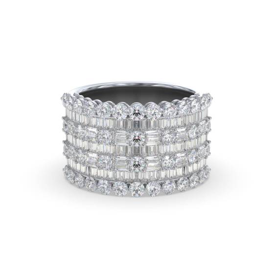 3,00 ct runder und Baguette-Diamant-Mehrreihen-Ring