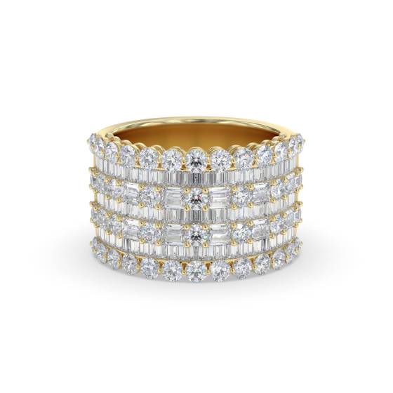 3,00 ct runder und Baguette-Diamant-Mehrreihen-Ring