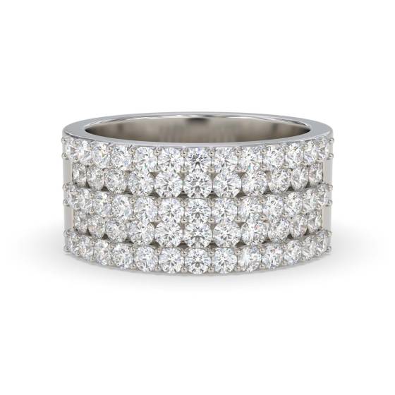 Eleganter, mehrreihiger Ring mit rundem Diamanten (2,80 ct).