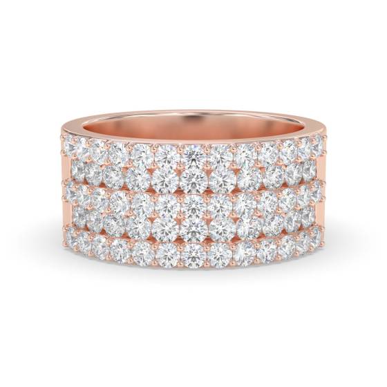 Eleganter, mehrreihiger Ring mit rundem Diamanten (2,80 ct).