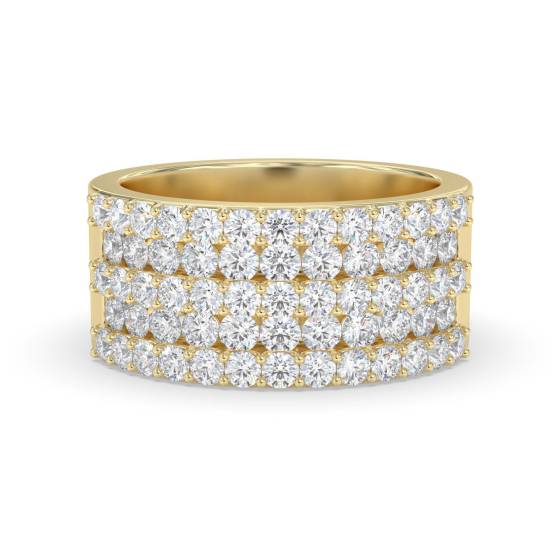 Eleganter, mehrreihiger Ring mit rundem Diamanten (2,80 ct).