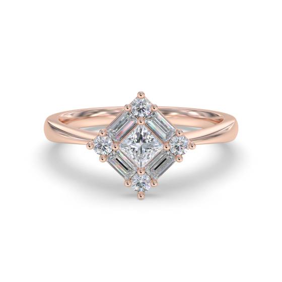 Eleganter Diamantclusterring im Prinzessstil mit 0,50 ct