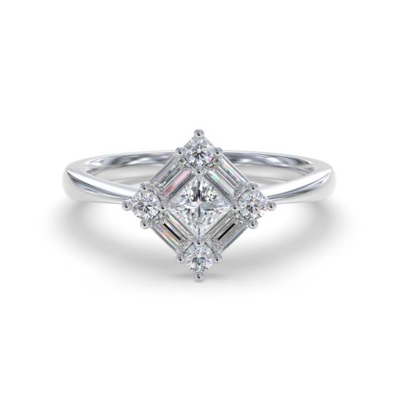 Eleganter Diamantclusterring im Prinzessstil mit 0,50 ct