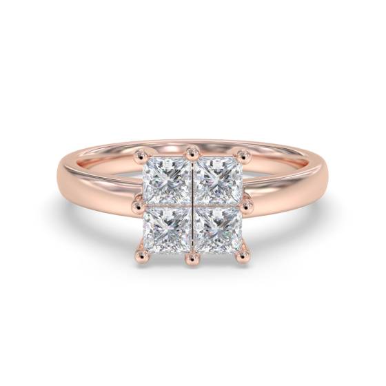 Eleganter Diamantclusterring im Prinzessstil mit 0,50 ct