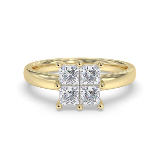 Eleganter Diamantclusterring im Prinzessstil mit 0,50 ct