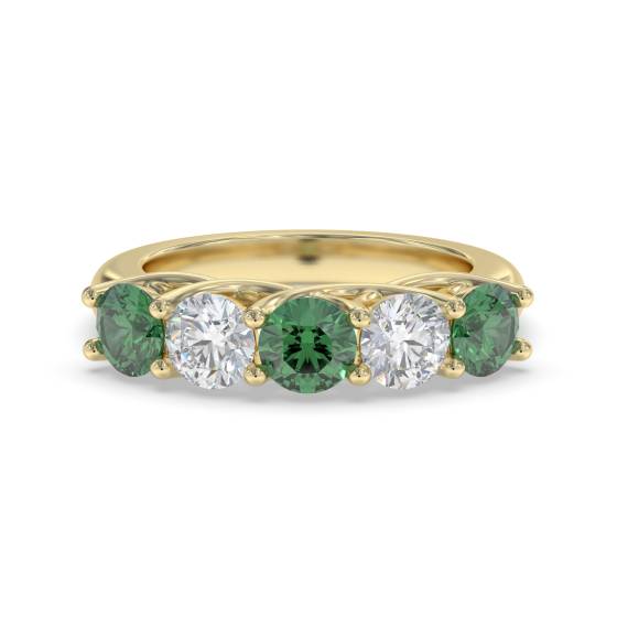 0,50 ct grüner Smaragd- und Diamant-Ewigkeitsring
