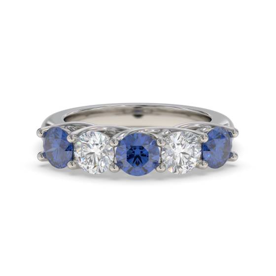 0,50 ct blauer Saphir und Diamant-Ewigkeitsring