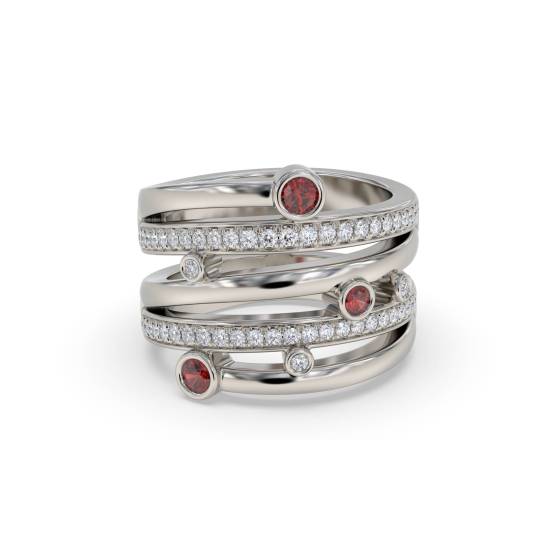 0,60 ct roter Rubin und Diamanten im Zargenfassung-Design-Ring