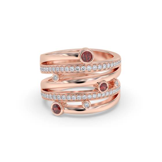 0,60 ct roter Rubin und Diamanten im Zargenfassung-Design-Ring